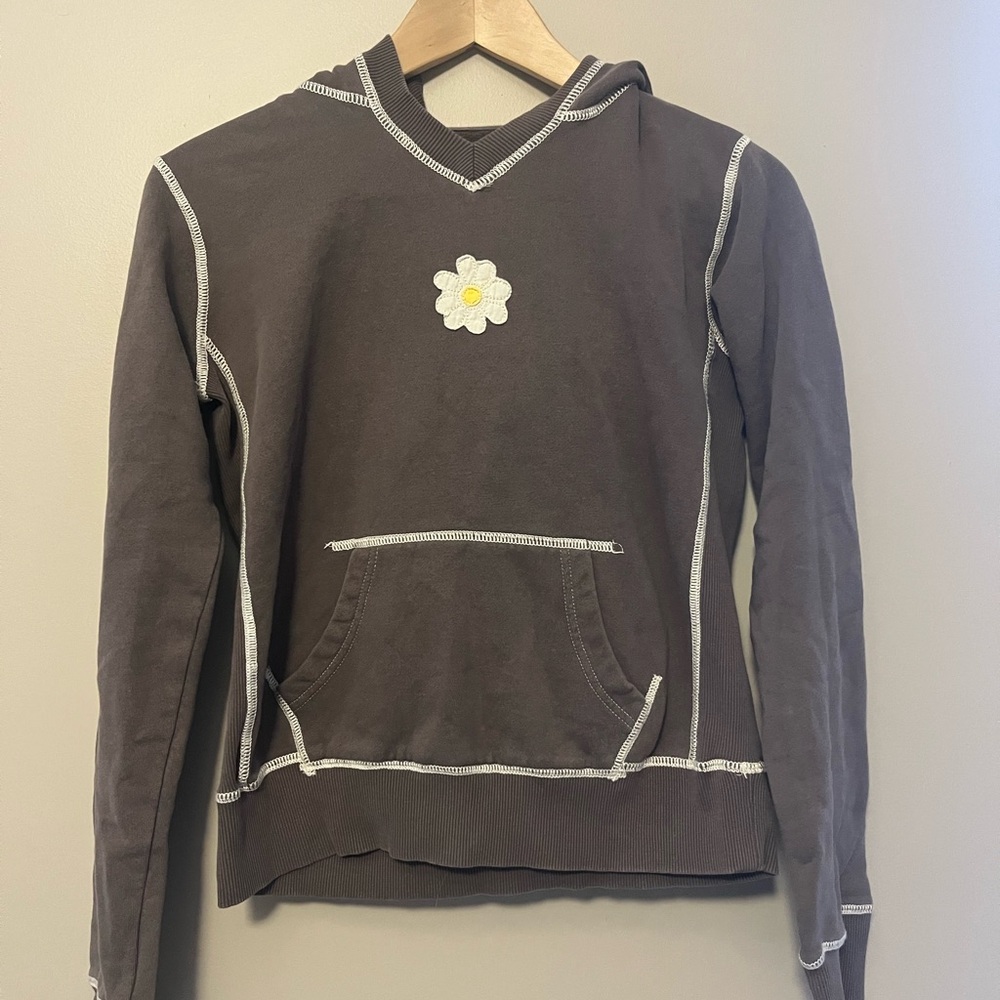 Life is Good Hoodie with Flower Patch